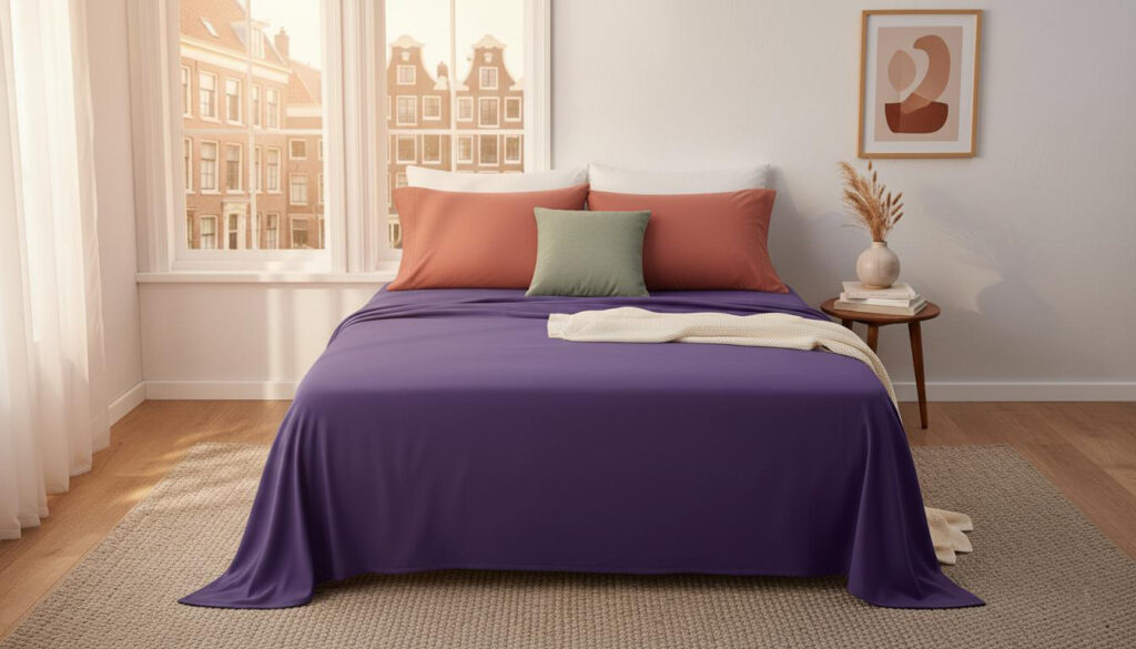 Utopia Bedding flannel sheet set (fitted, flat, pillowcases) laid out on a bed in a cozy bedroom setting.